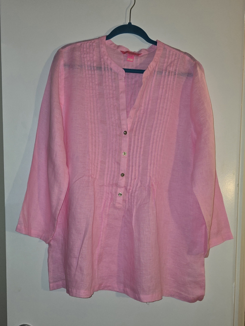 Lilly Pulitzer Pink Pintuck Tunic Blouse